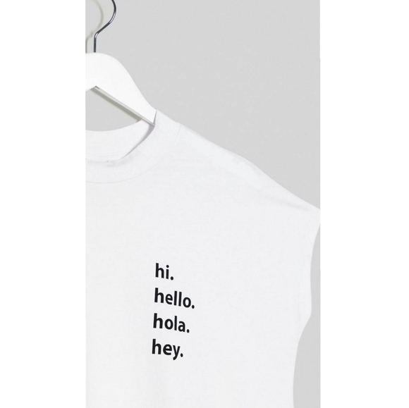 Hello Slogan High Neck T-shirt - Picture 9 of 9